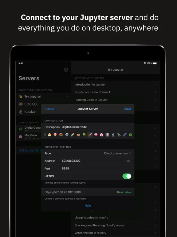 Captures d'écran de Juno Connect: Jupyter Client iPad 