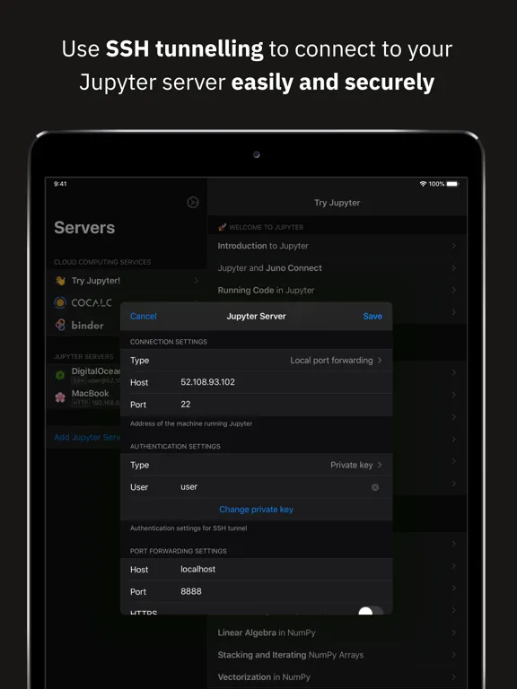 Captures d'écran de Juno Connect: Jupyter Client iPad 