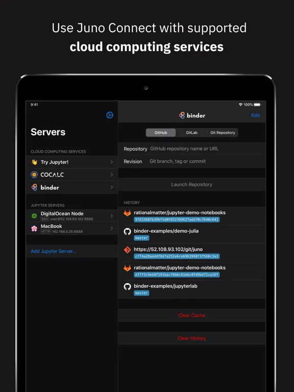 Captures d'écran de Juno Connect: Jupyter Client iPad 