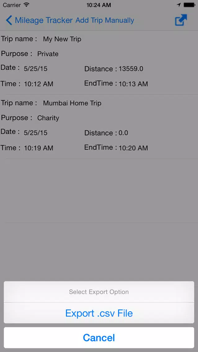 Mileage Tracker in Watch स्क्रीनशॉट