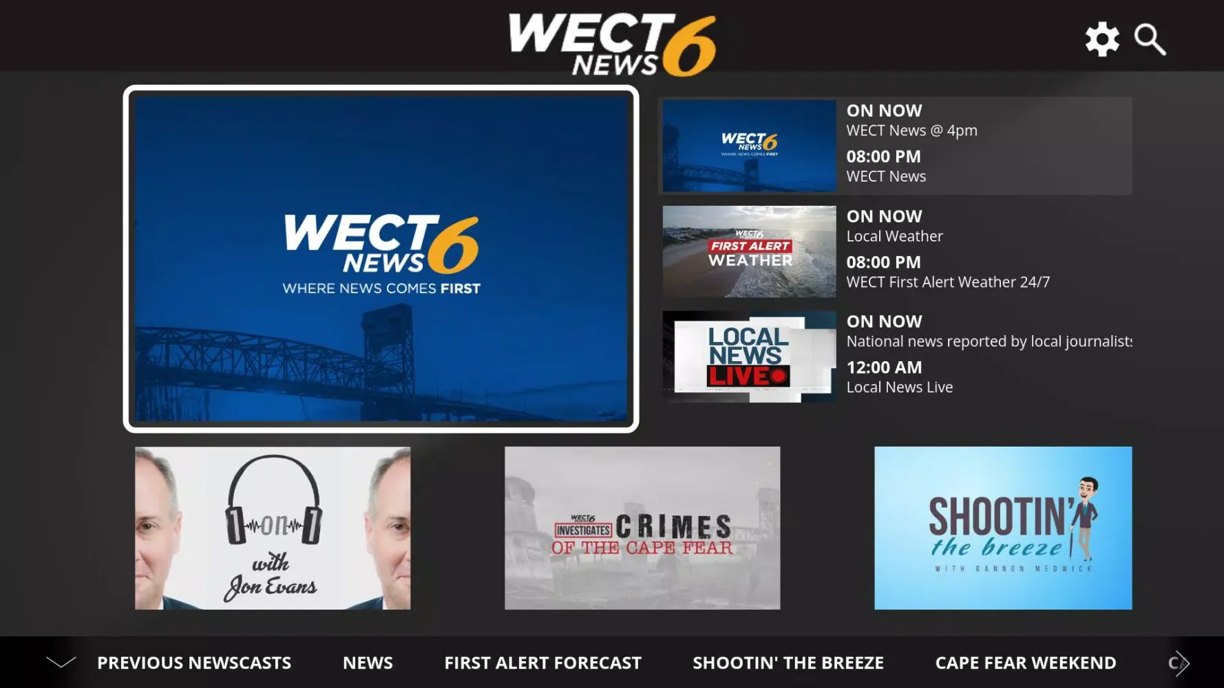 Tangkapan layar WECT 6 Where News Come First