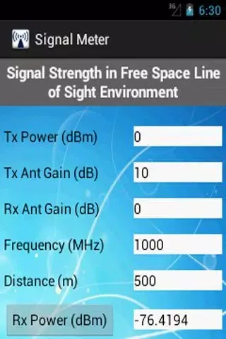 Tangkapan layar Rx Signal Meter