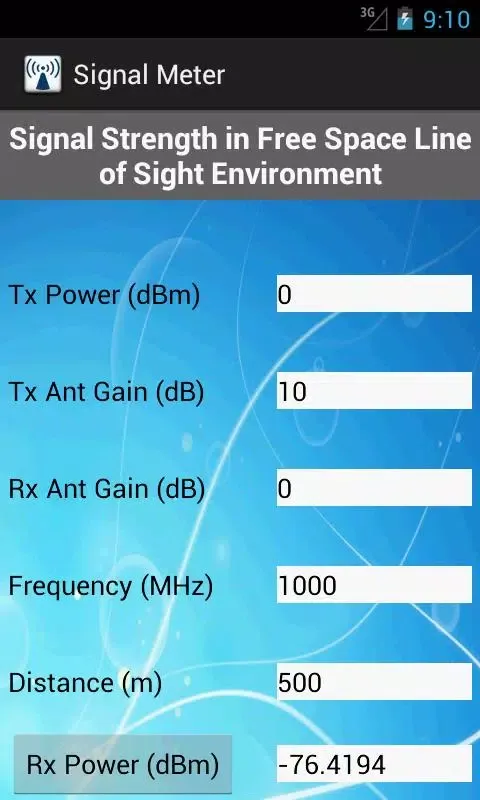 Tangkapan layar Rx Signal Meter