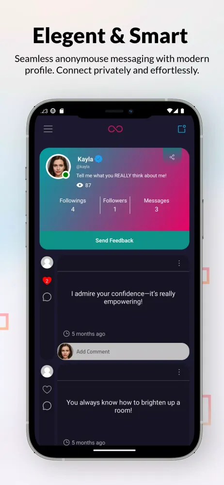 Ảnh chụp màn hình của Sarahah Plus