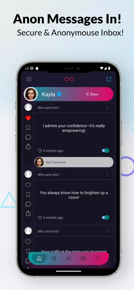 Ảnh chụp màn hình của Sarahah Plus