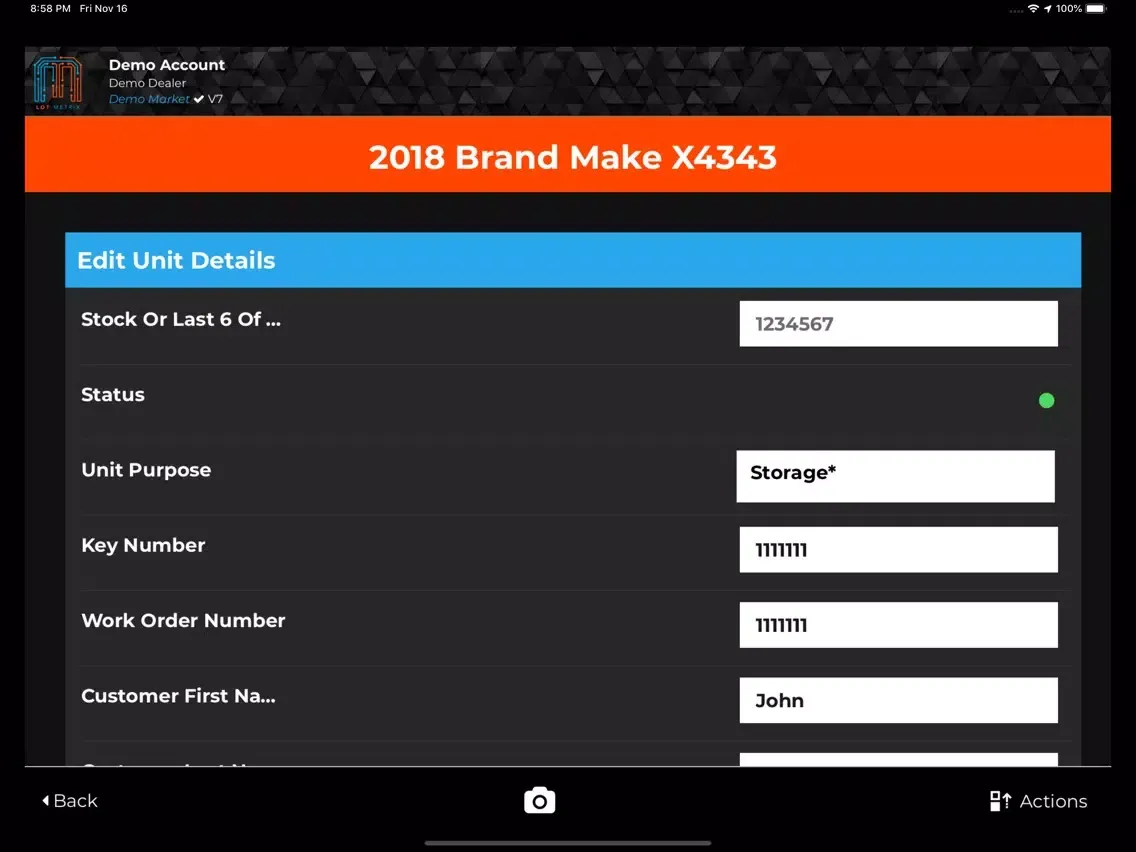Tangkapan skrin Lot Metrix RV iPad 