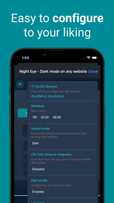 Dark Mode for Safari: NightEye स्क्रीनशॉट