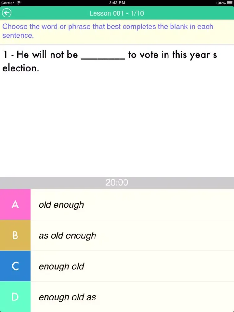 English Test ABC Level iPad 应用截图
