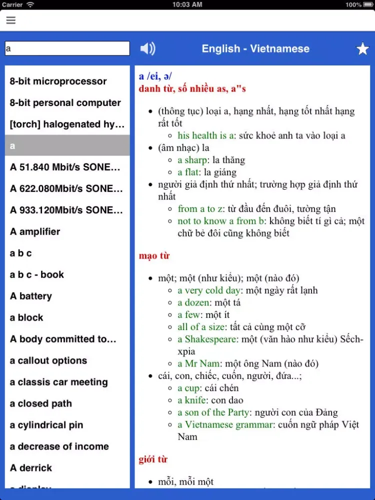 Vietnamese English Pocket Dictionary iPad  스크린샷