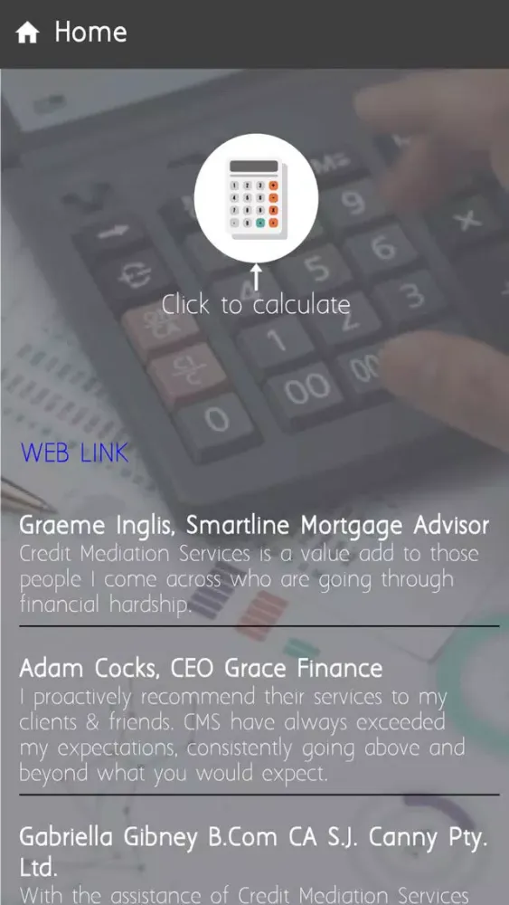 Credit Mediation Calculator स्क्रीनशॉट