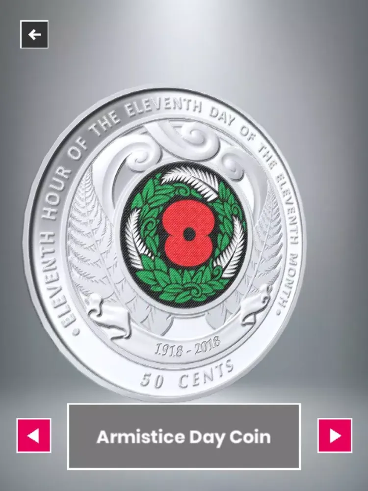 Zrzuty ekranu RBNZ Armistice Day Coin iPad 