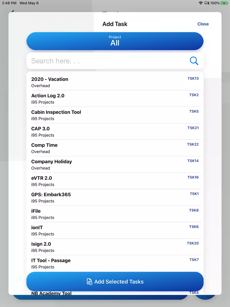 Capturas de pantalla de i95 Time Card iPad 
