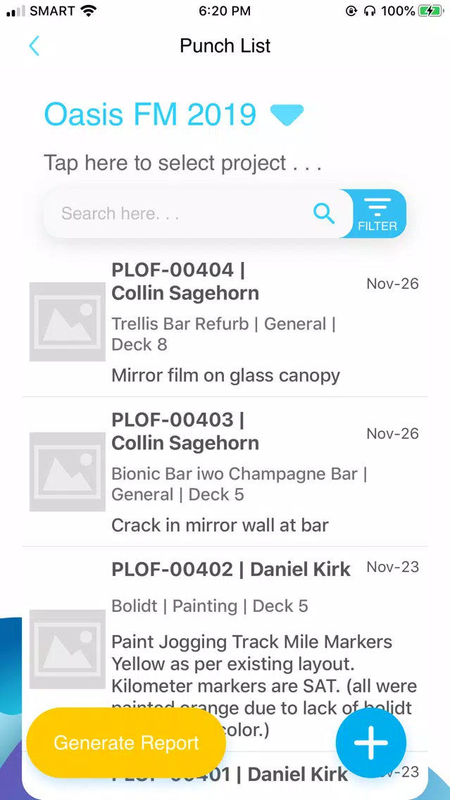 i95 Punch List Screenshots