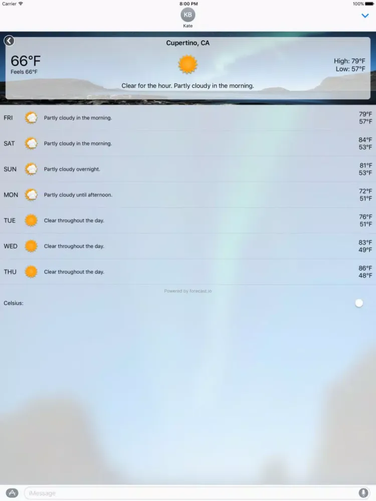 Weather for Messages iPad  スクリーンショット