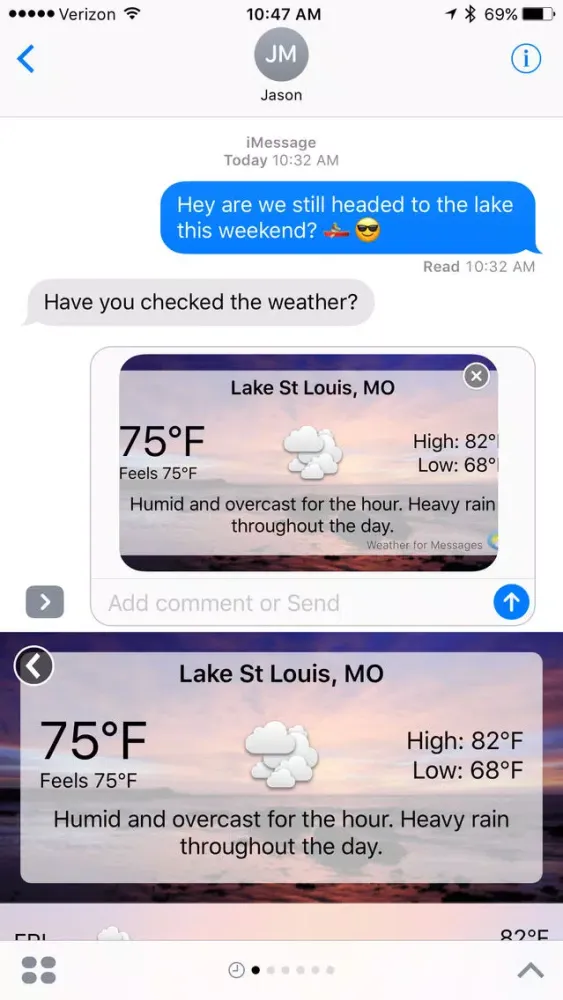 Weather for Messages スクリーンショット