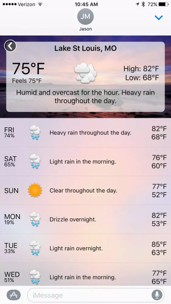 Weather for Messages スクリーンショット