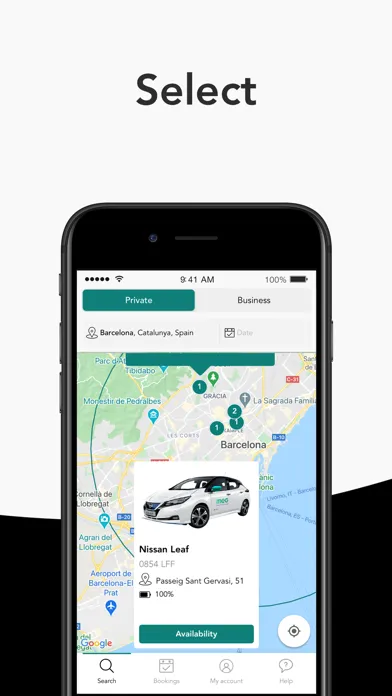 Capturas de tela do MEC CARSHARING