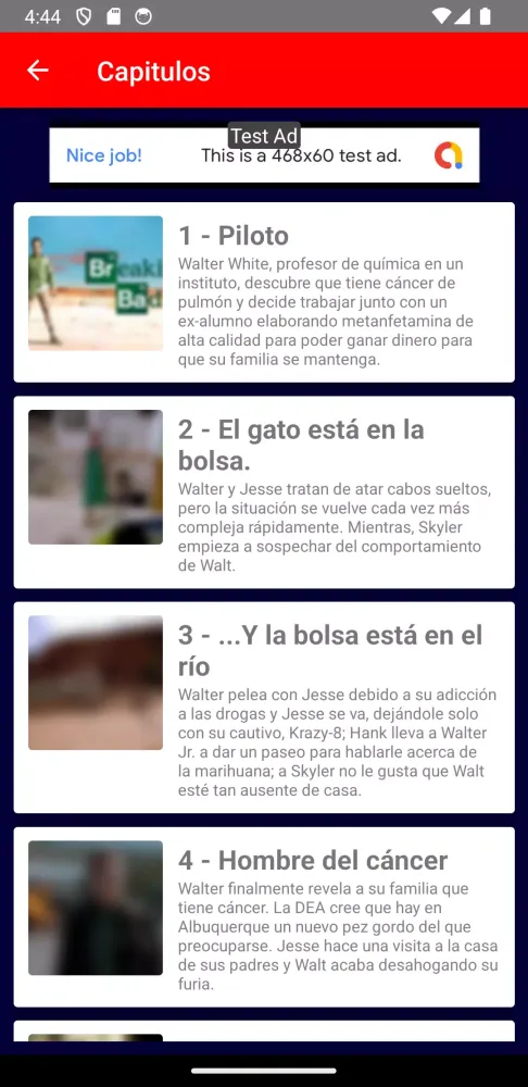 Capturas de tela do Breaking bad App