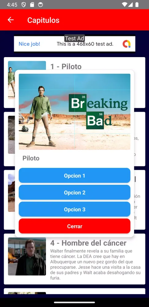 Capturas de tela do Breaking bad App