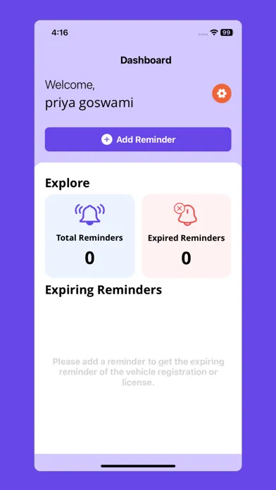 Ảnh chụp màn hình của Renewal Reminder App