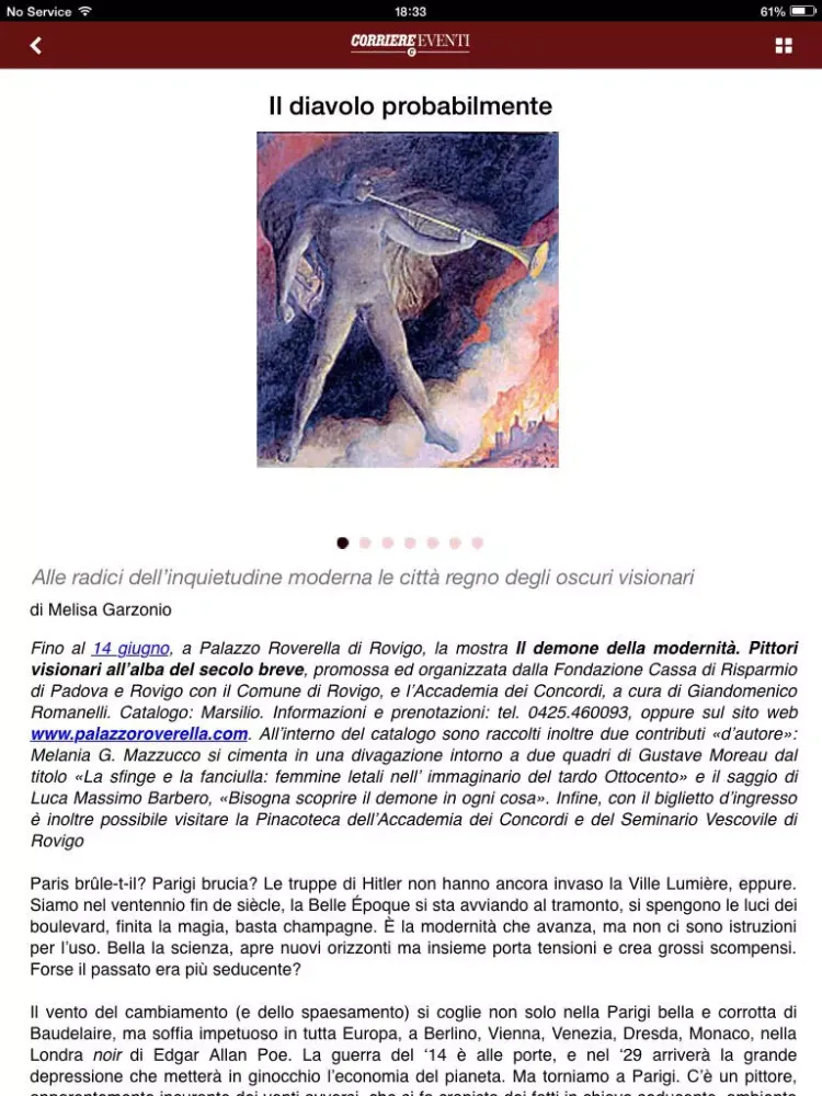Tangkapan skrin Corriere Eventi iPad 