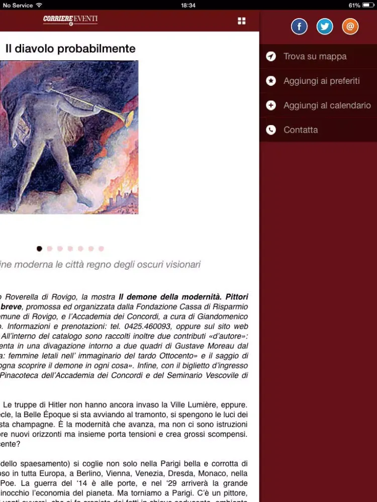 Tangkapan skrin Corriere Eventi iPad 