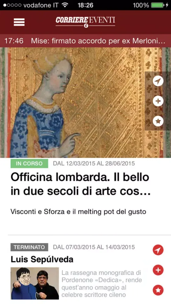 Tangkapan skrin Corriere Eventi