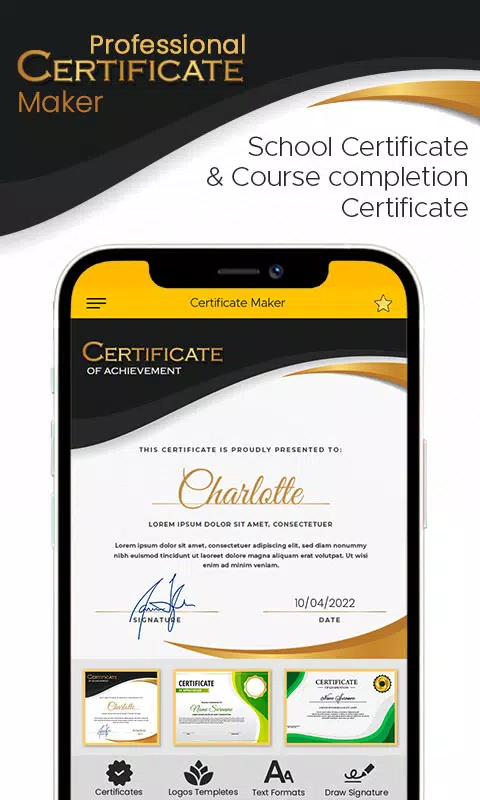 Tangkapan skrin Professional Certificate Maker