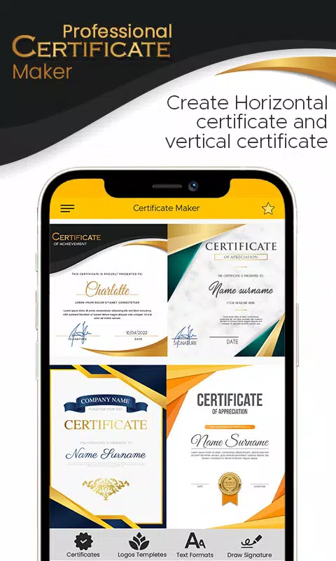 Tangkapan skrin Professional Certificate Maker