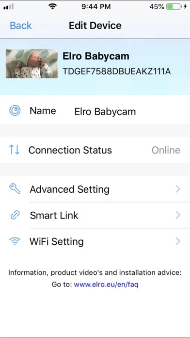 ภาพหน้าจอของ Elro Babycam