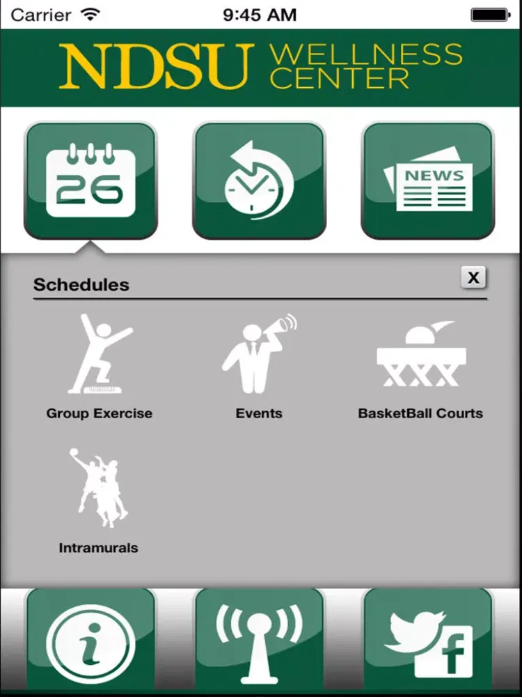 North Dakota State University Wellness Center iPad Screenshots