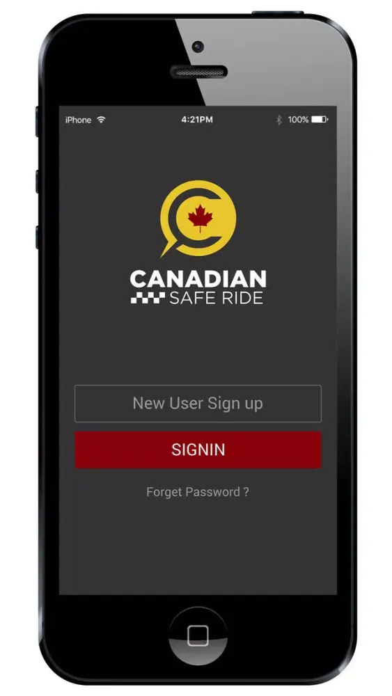 Tangkapan layar Canadian Safe Ride Customer