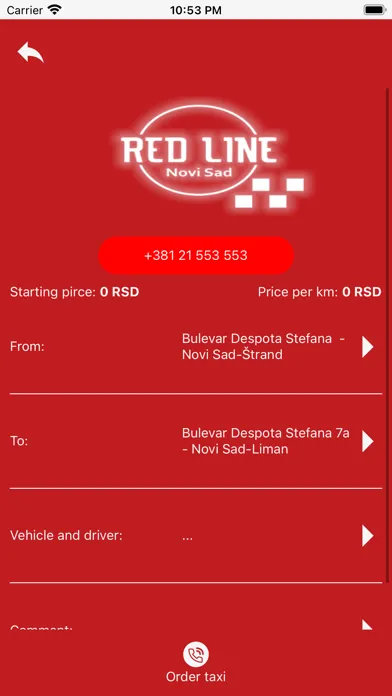 Crveni RedLine Taxi Novi Sad スクリーンショット