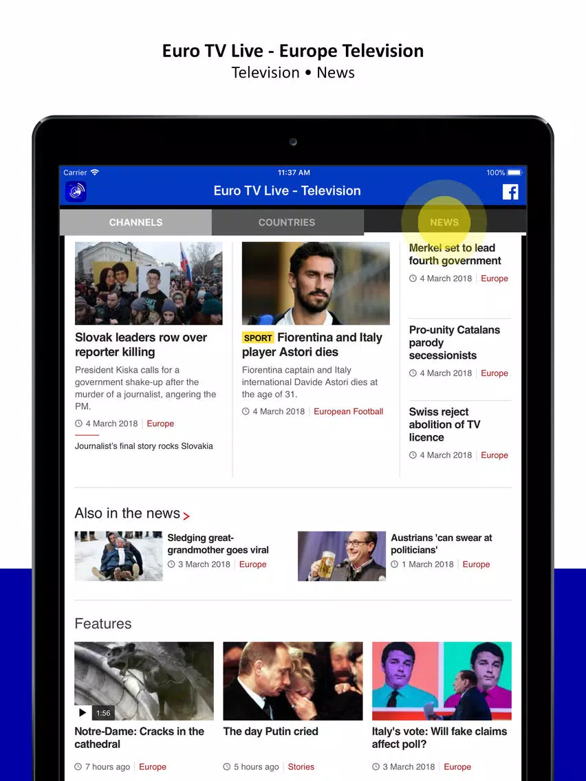 Euro TV Live - Television iPad  スクリーンショット