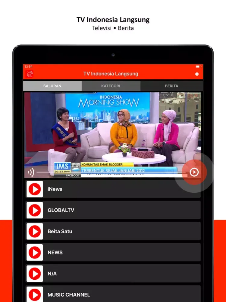 صور Indonesia TV Live stream iPad 