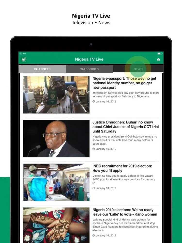 Nigeria TV Live stream iPad  Ekran Görüntüleri