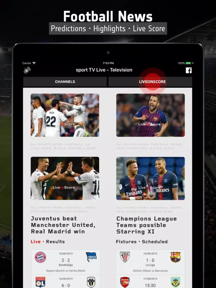 Capturas de pantalla de sport TV Live - Television iPad 