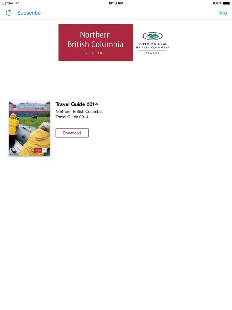 Tangkapan layar Northern British Columbia iPad 
