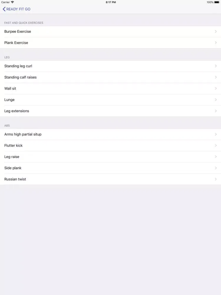 ภาพหน้าจอของ Ready Fit Go iPad 