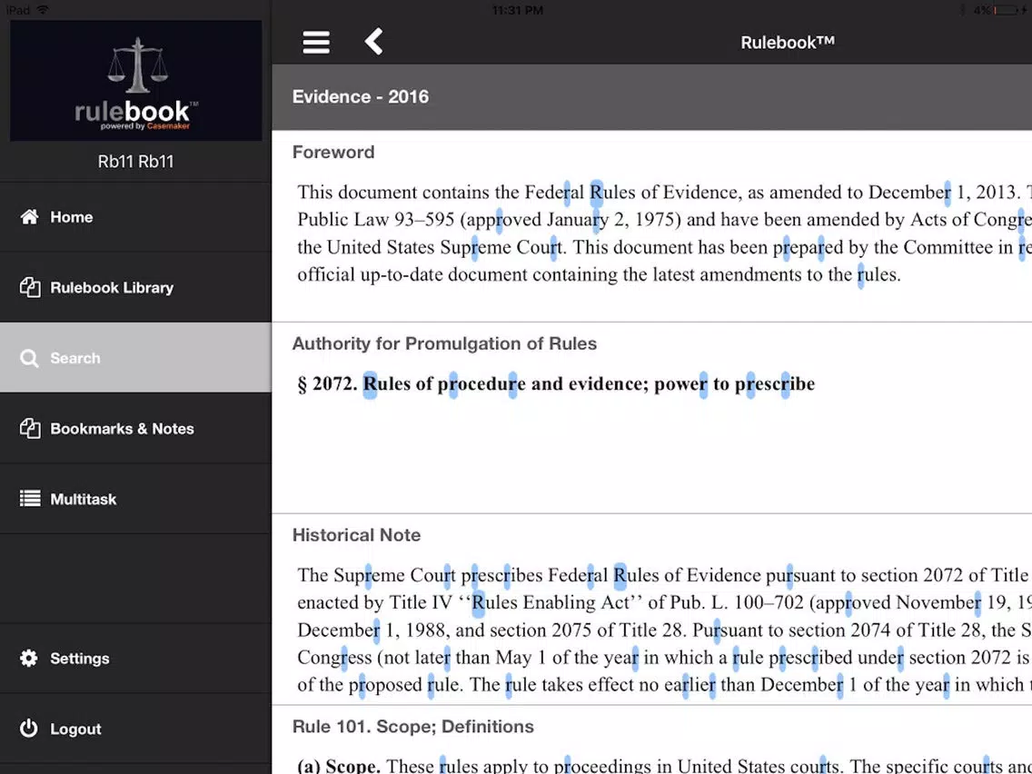 ภาพหน้าจอของ Rulebook™ iPad 