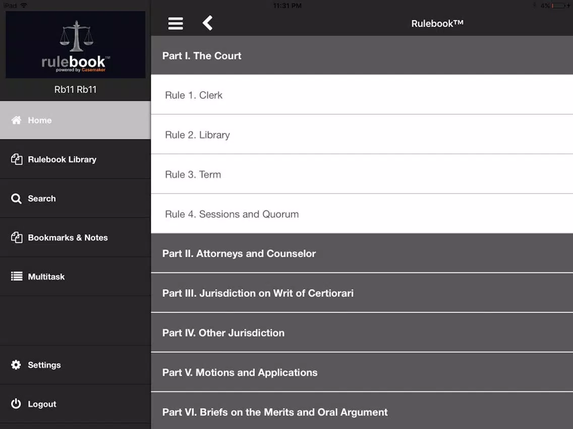 ภาพหน้าจอของ Rulebook™ iPad 
