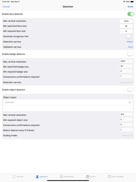 Ảnh chụp màn hình của SAFR Recognition iPad 