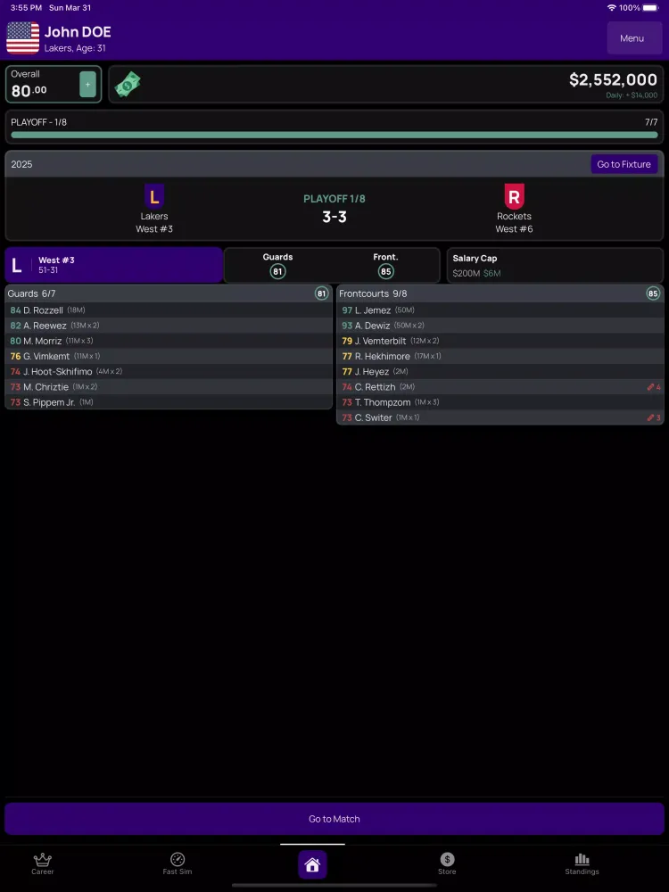 Capturas de tela do Realer Basketball Manager 2024
