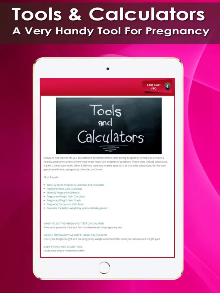 Tangkapan layar Help Pregnancy & Baby Tools For Expecting Moms+ iPad 