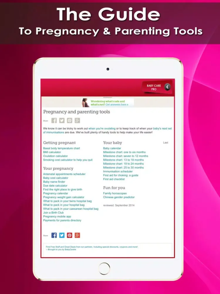 Tangkapan layar Help Pregnancy & Baby Tools For Expecting Moms+ iPad 