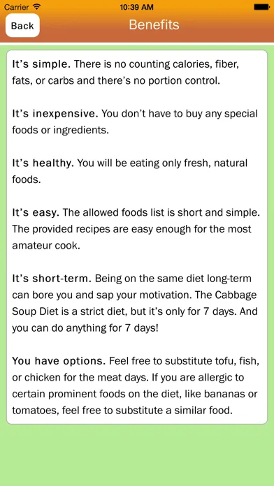 Capturas de tela do Cabbage Soup Diet - Quick 7 Day Weight Loss Plan
