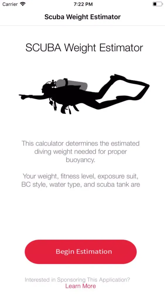 Captures d'écran de SCUBA Weight Estimator
