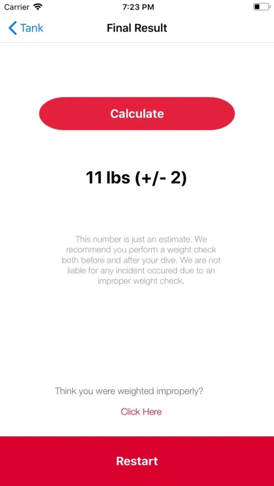 Captures d'écran de SCUBA Weight Estimator