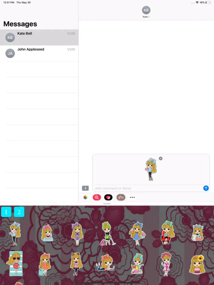 Girl StickerPack iPad  स्क्रीनशॉट
