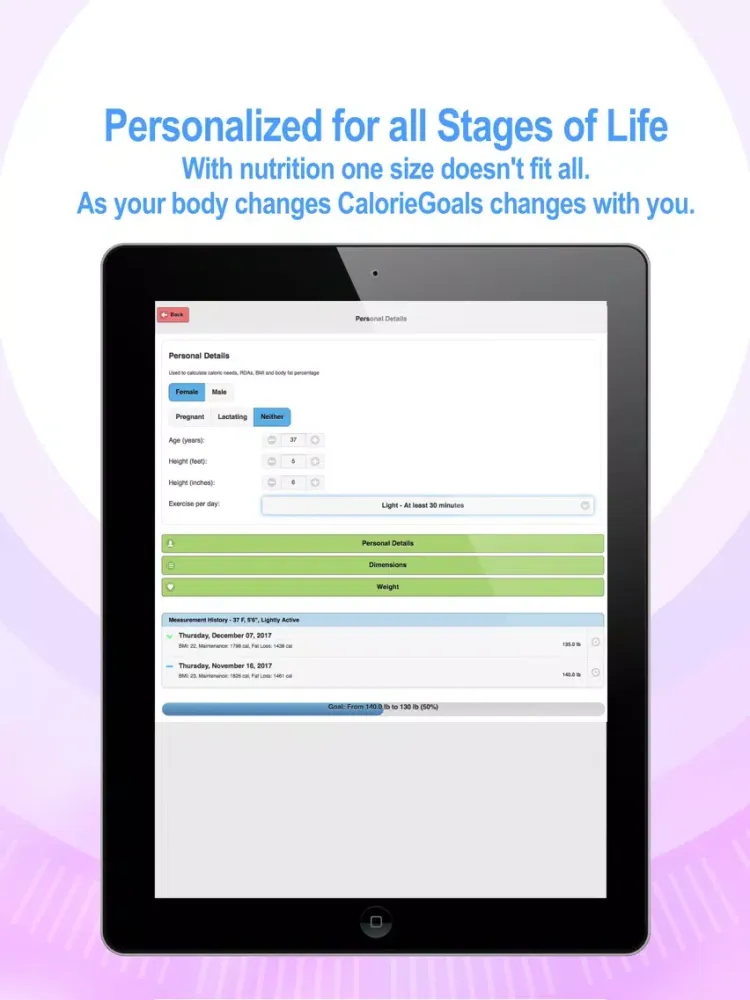 Скриншоты CalorieGoals iPad 